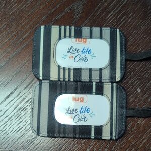 Brand New Set Of 2 Lug Luggage Tags In Love Stripe Black!